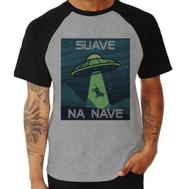 Imagem de Camiseta Raglan Suave na nave - Foca na Moda, Cinza, Preto, GG