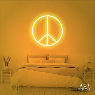 Imagem de luminaria letreiro Neon Led Paz 60x60 luminoso decoração p/ selfie - N