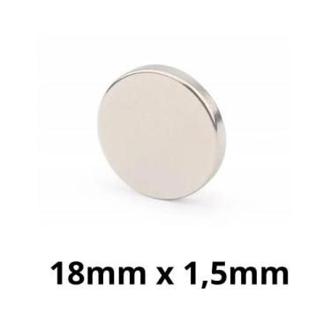 Imagem de Kit 5 Peças Imã Neodímio Disco Magnético N35  18 x 1,5 mm Super Forte 