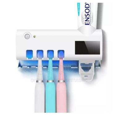Imagem de Dispenser Automático Pasta De Dente Suporte De Escovas Uv Cor Branco -