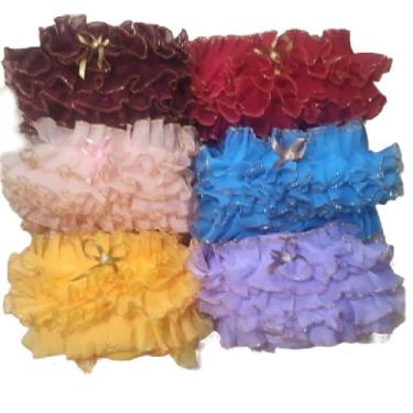 Imagem de Kit 5 Calcinha Tapa Fraldas Bunda Rica Babado COM BORDA DOURADA - STAR