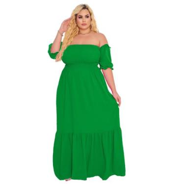 Imagem de Vestido Longo Plus Size Ombro A Ombro Modelador Acinturado Duas Marias
