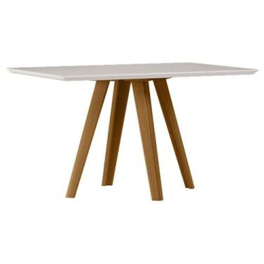 Imagem de Mesa De Jantar 160x90 Cm Mariah Com Vidro Ype Off White - New Ceval - 