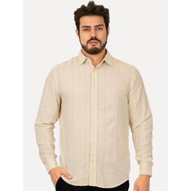 Imagem de Camisa Aramis Masculina Modal Linho Algodão Visco Areia Mescla-Masculino