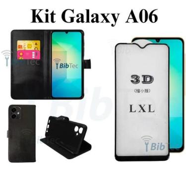 Imagem de Kit Capa Carteira Flip para Samsung Galaxy A06 + Película Frontal 3D d