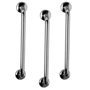 Imagem de Barra de Apoio 60cm Aço Inox Kit 3 Unidades Banheiro Box Idoso Deficie