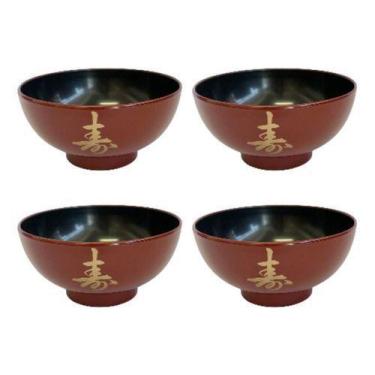 Imagem de Kit 4 Tigelas Cumbuca Bowl Para Poke Sopa Lamen Missoshiro Vermelho -