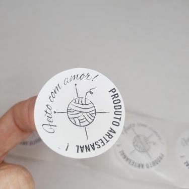 Imagem de 500 Adesivo Oba, Feito com amor, Flork, Produto artesanal, 4 cm  Varia