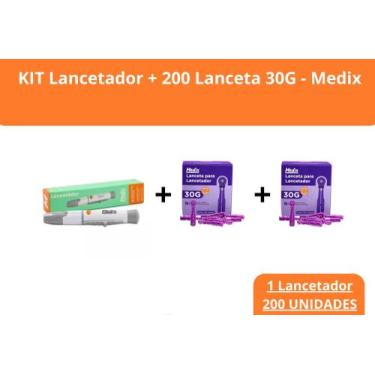 Imagem de KIT Lancetador + 200 Lanceta 30G - Medix