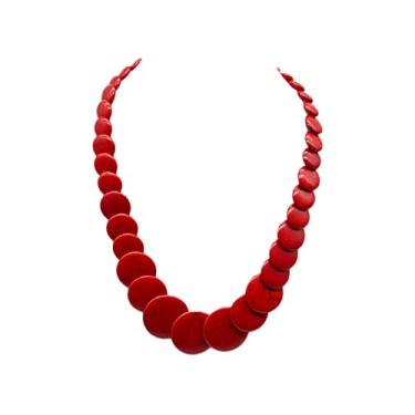 Imagem de COLORFUL BLING Colar grosso feito à mão multicolorido com contas simuladas turquesa para mulheres meninas joias boêmia havaianas, Metal, Liga metálica.