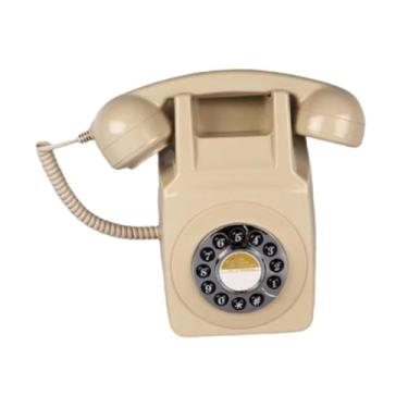 Imagem de BaotyJie Suporte de parede para telefone fixo retrô, telefone com fio, sala de jantar, aniversário, tipo antigo, telefone para hotel, bar, casa de fazenda, Branco