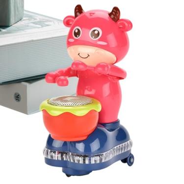 Imagem de Brinquedo de tambor de vaca LED, brinquedos de vaca para bebês | Brinquedo de vaca animado - Brinquedo interativo para vaca, aprenda a engatinhar com som e luz para crianças de 3 anos