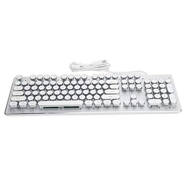 Imagem de Teclado Mecânico para Jogos Com Fio R Com 04 Teclas Redondas, Luz Mista e Design ômico - Teclado Com Fio Preto Inado para Acessório de Computador (Branco)