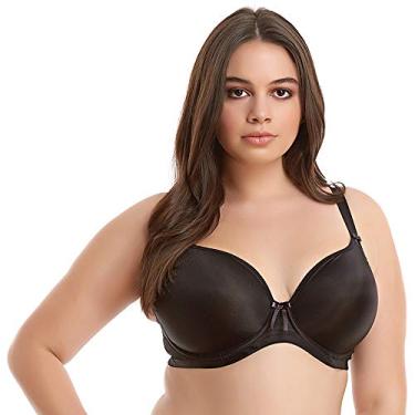 Imagem de Elomi Sutiã feminino Bijou Camiseta Plunge Without Push Up, gancho em J móvel para estilo nadador. Tamanhos do Reino Unido E-H, tamanhos dos EUA DDD-K, Preto, 34G