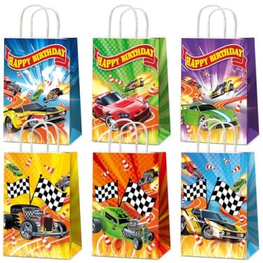 Imagem de 24PCS Hot Car Happy Birthday Party Favor Bags Wheels Car Party Supplies Race Car Party Treat Bags Hot Car Happy Birthday Game Party Gift Goodie Bags for Baby Shower Hot Car Wild Racer Party Favors
