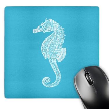 Imagem de 3dRose LLC Mouse pad 20,3 x 20,3 x 0,63 cm, estampa de cavalo-marinho azul, cavalo marinho, aquário aquático de praia marítima (mp_164957_1)