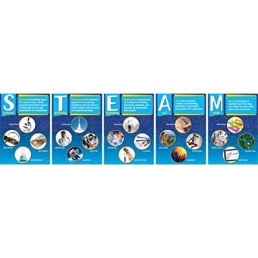 Imagem de Barker Creek Conjunto de 5 pôsteres STEAM, conjunto de 5 pôsteres definindo e ilustrando 5 componentes do STEAM, ciência, tecnologia, engenharia, arte e matemática, 12 pontos de cartão, 34 cm x 48 cm cada (3889)