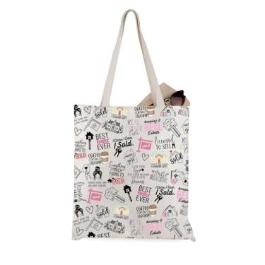 Imagem de WCGXKO Presente de corretor de imóveis, provérbios, citações da vida imobiliária, presente para mulheres, Bolsa para corretor de imóveis, Large, Zíper