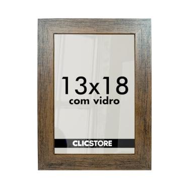 Imagem de Kit 10 Molduras 13x18Cm Com Vidro e Fundo Foto Quadros Retrato Cor:Marrom