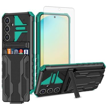 Imagem de Asuwish Capa de telefone para Samsung Galaxy S24 FE 5G com protetor de tela de vidro temperado e suporte fino para cartão de crédito com suporte híbrido para celular acessórios S 24 EF S24FE 24S