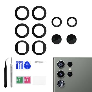 Imagem de BESJMYT Pacote com 2 lentes de reposição para câmera traseira Samsung Galaxy S23 Ultra Adesiva Lente de Vidro com Ferramenta de Reparo Completo Kit de Reparo Pinça Pano de Poeira para S23 Ultra