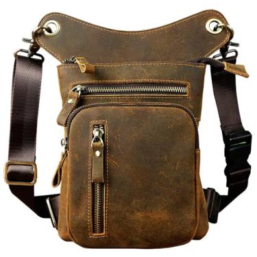Imagem de Bolsa de cintura de couro vintage para homens com cinto e quadril, 05 - marrom escuro, Casual