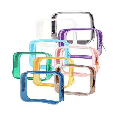 Imagem de Bolsa de higiene pessoal aprovada pela TSA - Sacos de viagem transparentes para artigos de higiene pessoal, maquiagem e cosméticos - masculino e feminino pequeno, 9 cores mistas