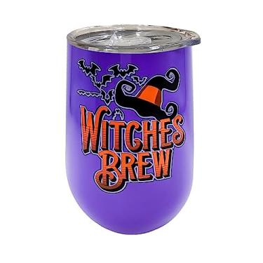 Imagem de Spoontiques - Witches Stainless - Insulated Wine Tumbler with Lid - Double Wall Stainless Steel Stemless Wine Glass - 16oz