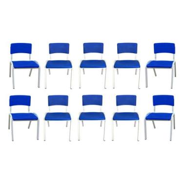 Imagem de Kit 10 Cadeira Iso Infantil Azul Escolar e Creche  - ECOMHOME