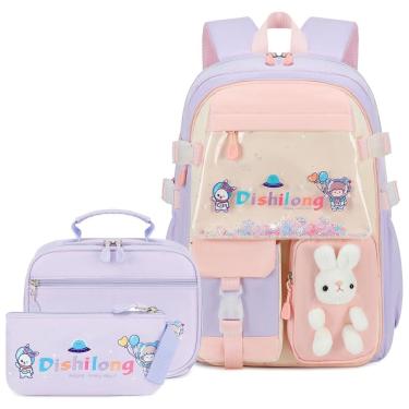 Imagem de Mochila GeeWin School para meninas adolescentes com lancheira e bolsa para lápis