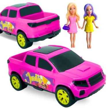 Imagem de Kit Carrinho Brinquedo Menina + 2 Bonecas Caminhonete Pocket - Samba T