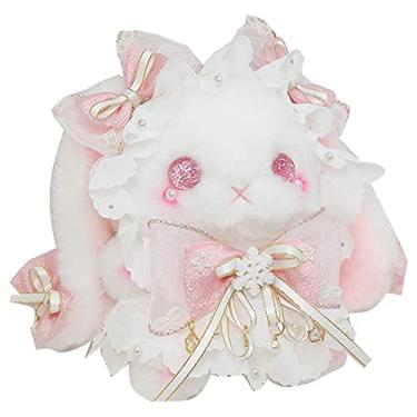 Imagem de DLAIYUN Bolsa transversal, carteiras de coelho de pelúcia de desenho animado, presente de páscoa de um ombro, bolsa feminina de coelho Lolita, bolsa infantil adorável (pink2), rosa