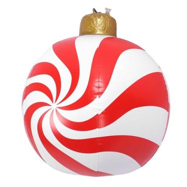 Imagem de Bolas de Natal Infláveis, 23,62 pol. Em Forma de Doces de Natal, Decorações de Natal Ao Ar Livre Em PVC, Bola Decorada de Natal, Decoração de Bola (Modele um moinho de de