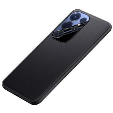 Imagem de POYUFRG Capa fina para Samsung Galaxy S25 Ultra/S25 Plus/S25, capa de telefone leve de couro de negócios de luxo cobertura total capa de proteção de lente, preta, S25 Ultra