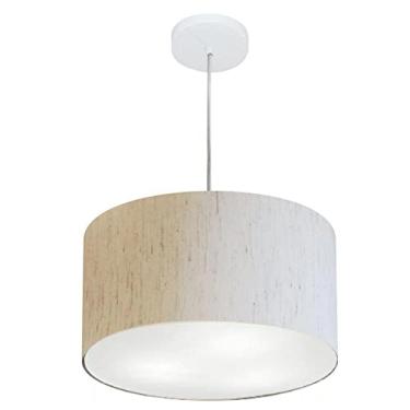 Imagem de Lustre Pendente Cilíndrico Cúpula Tecido 40x25 cm, Vivare Iluminação, Pendente4244 LLA-35, Linho Bege, Médio