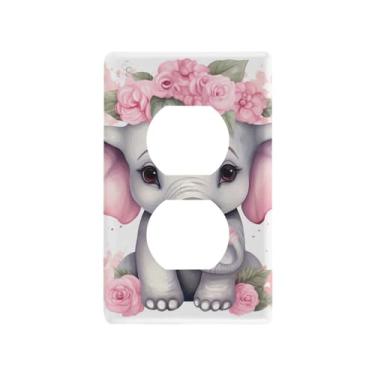 Imagem de Capa decorativa para interruptor de luz de elefante para bebê, receptáculo, tomada de parede, protetor de placa de plástico, para decoração de casa, escritório, banheiro (capa de tomada duplex)