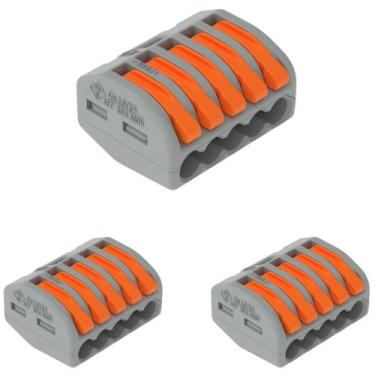 Imagem de 3 Conectores Original Wago C/ Alavanca 5 Entradas Até 4mm