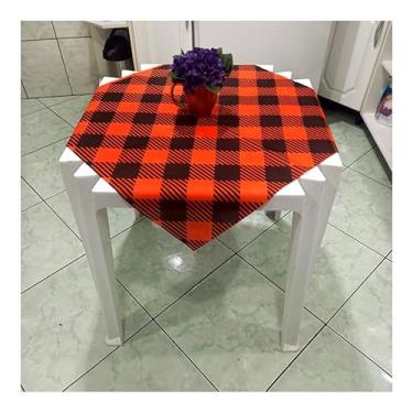 Imagem de Toalha De Mesa Tnt XADREZ XADREZAO PRETO E LARANJA 70x70 20 Uni
