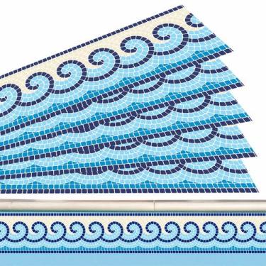 Imagem de Kit 31 Adesivos Piscina Mosaico Ondas Do Mar Azul E Areia 100x15cm - R