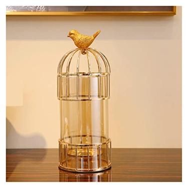 Imagem de Vaso Vaso de vidro em forma de gaiola criativa, arranjo de flores europeias, decoração de mesa, vaso transparente, vaso de flores, decoração nórdica de casa Vaso de flores(Grande)