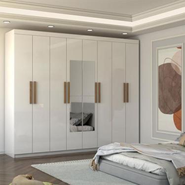 Imagem de Guarda-Roupa Casal Nirvana 8 Portas 4gavetas com Espelho Branco - Pano
