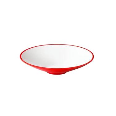 Imagem de Prato de imitação de porcelana minimalista, prato de sopa refogado para restaurante de hotel - P0701-7,7-vermelho e branco