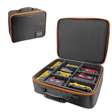 Imagem de Estojo de transporte de bateria rígido extra grande serve para Dewalt/Milwaukee/Makita 20V/60V/12V/18V. Bateria e carregador, bolsa de armazenamento portátil para ferramentas elétricas com divisórias