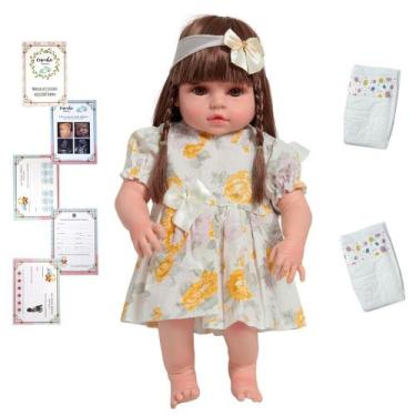 Imagem de Bebê Reborn Menina Linda Com Vestido Florido e Itens - Cegonha Reborn 