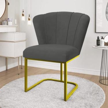 Imagem de Cadeira Flor Pés Metal Reforçado Dourado Mesa Estudos Quarto - Balaqui