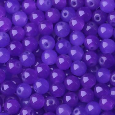 Imagem de NUKAYAI 500 peças de contas de vidro redondas roxas de 8 mm para pulseiras e artesanato DIY, contas de cristal de vidro para kits de fabricação de pulseiras, brincos e colares (roxo)
