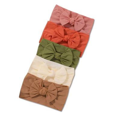 Imagem de Laços de Bebê Turbante Faixinha Meia de Seda Acessórios Infantis Kit 5 Unidades