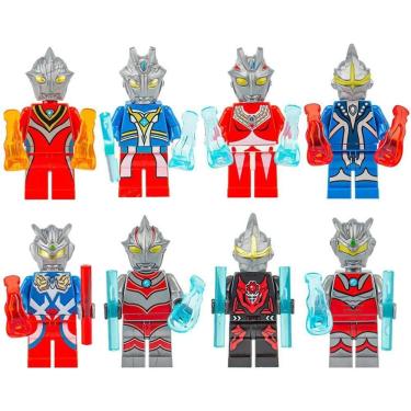 Imagem de Kit 8 Bonecos Ultraman Color Bloco De Montar