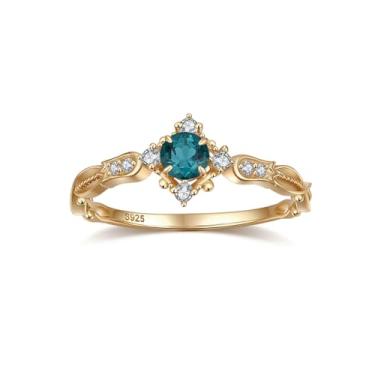 Imagem de YESLADY Anel de noivado feminino London Blue Topázio Criado, esmeralda, quartzo rosa, m...