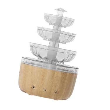 Imagem de IEUDNS Umidificador de gotejamento de água Luz noturna ambiente 500ml 2 bicos de pulverização Design Difusor de óleo essencial silencioso para mesa de, Cor Do Grão Da Madeira